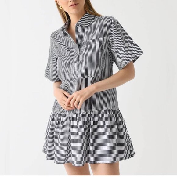 NWT Simkhai Cris Shirt Mini Dress in Midnight Navy Stripe Size Small - Picture 6 of 9